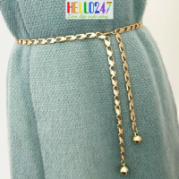 Đai váy nịt eo đầm áo sơ mi Thắt lưng xích kim loai sợi đơn giản sang chảnh sành điệu TLUX30 (1779)